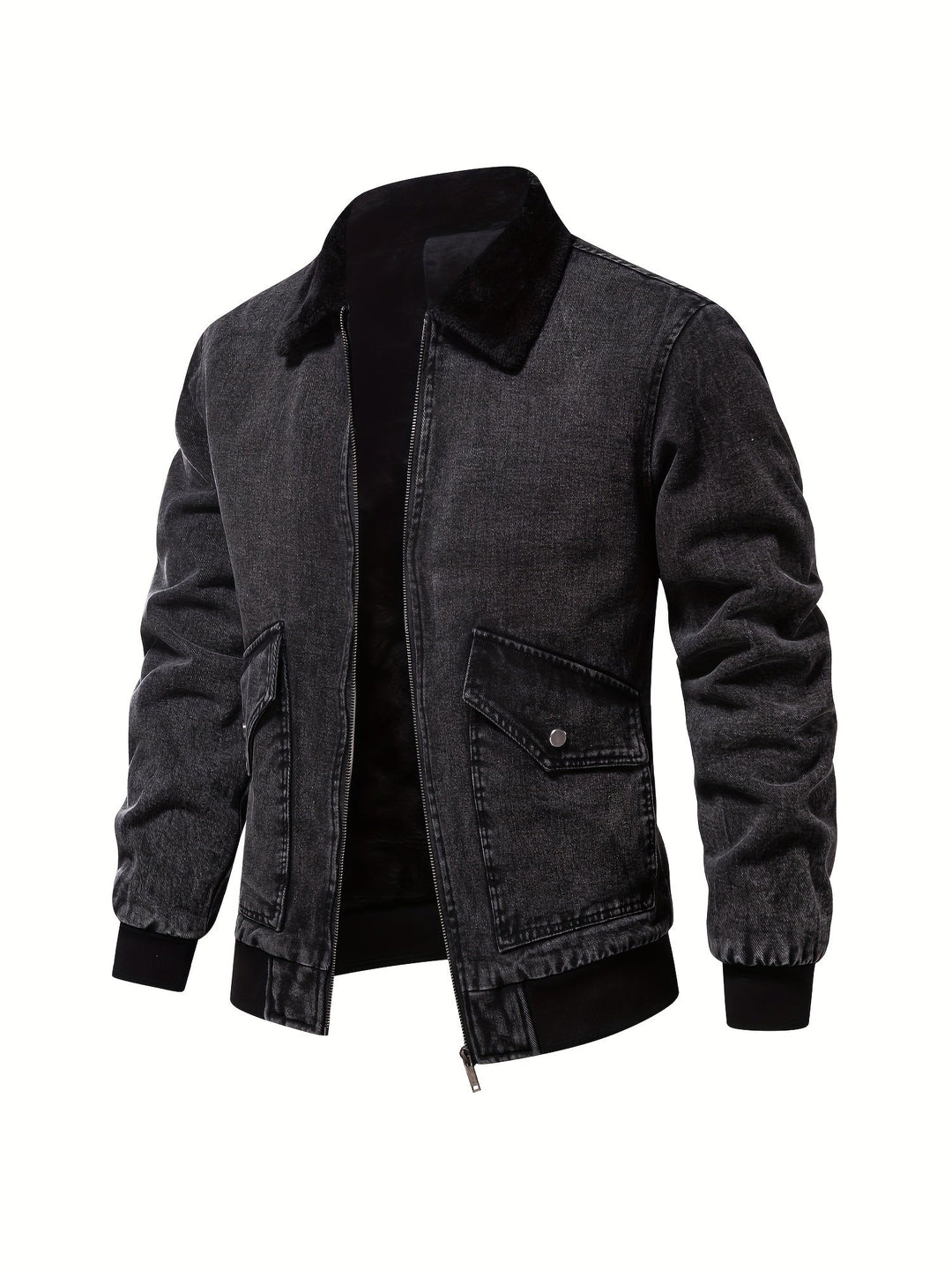 Denim-Fleece-jack voor heren