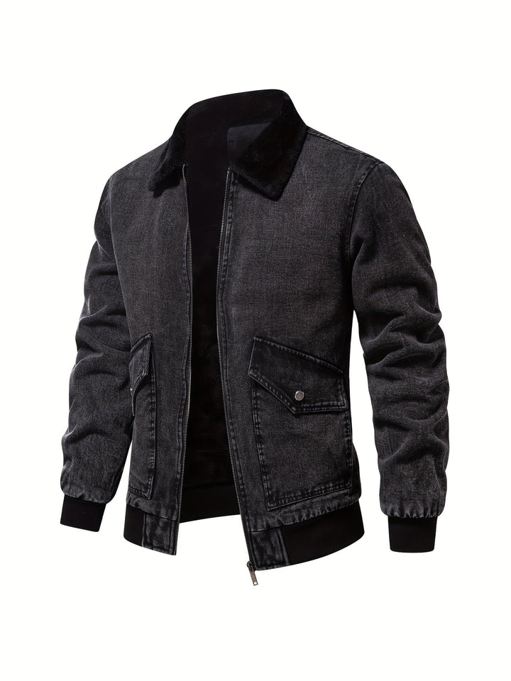 Denim-Fleece-jack voor heren