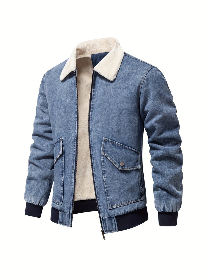 Denim-Fleece-jack voor heren