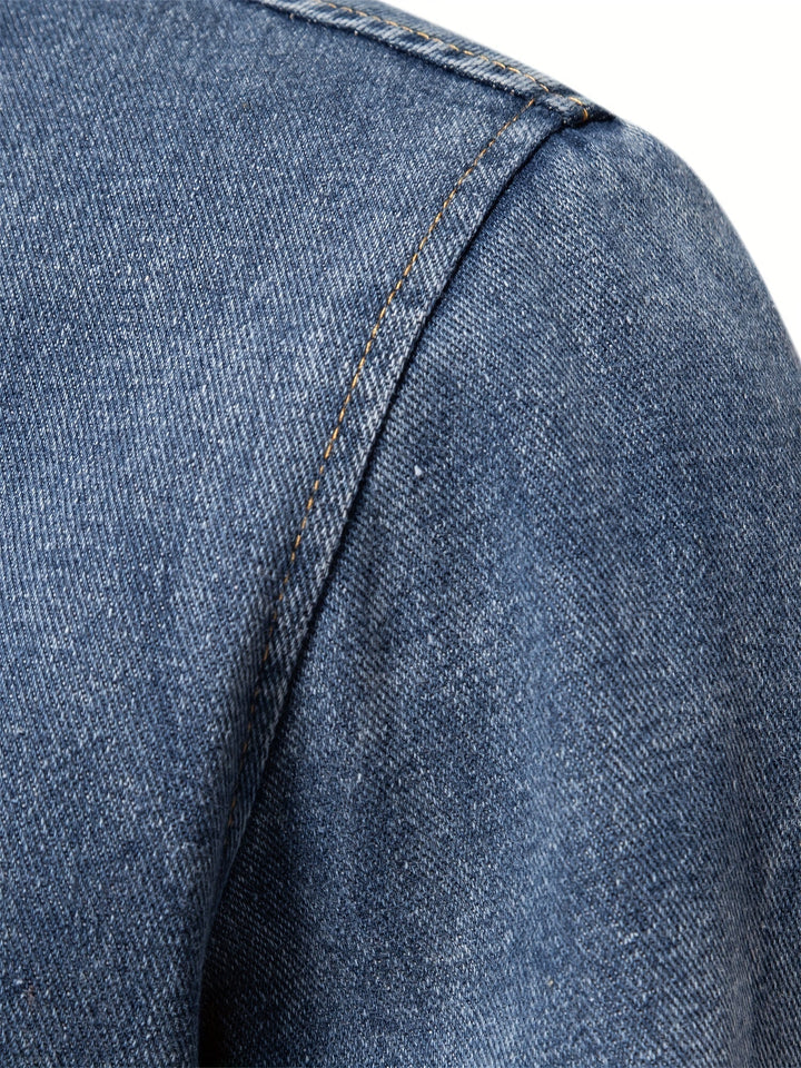 Denim-Fleece-jack voor heren