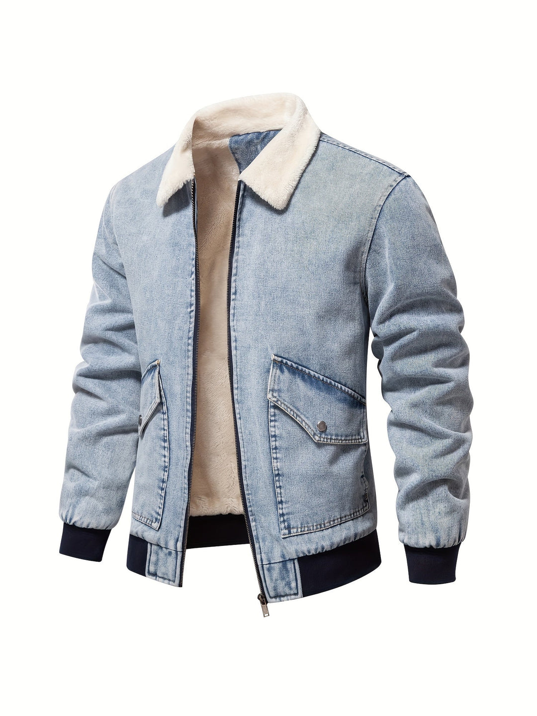 Denim-Fleece-jack voor heren