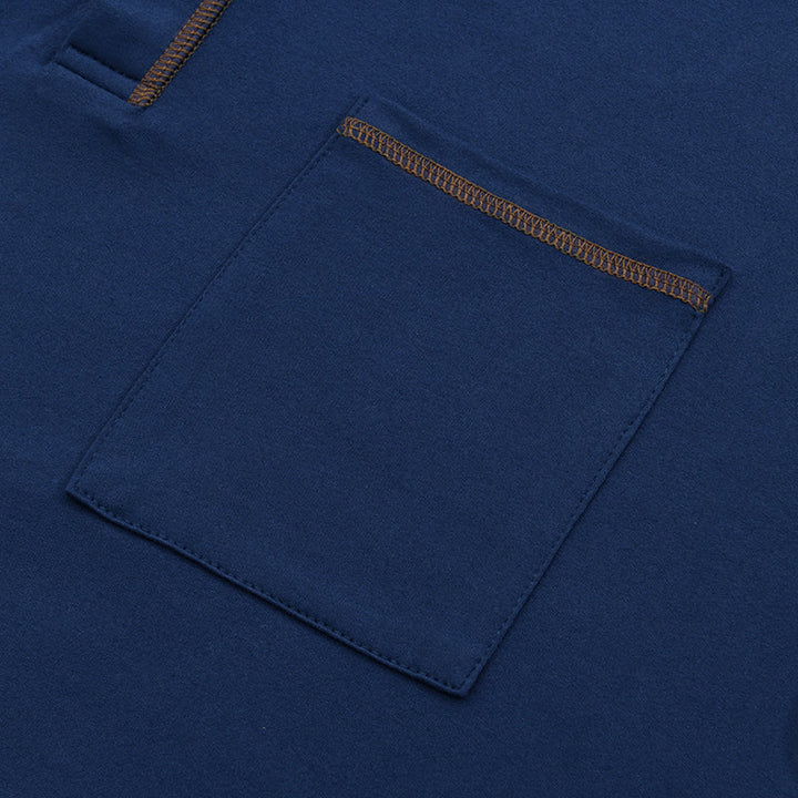 Jules | Heren T-shirt van katoen met Henley kraag, colorblock design en korte mouwen