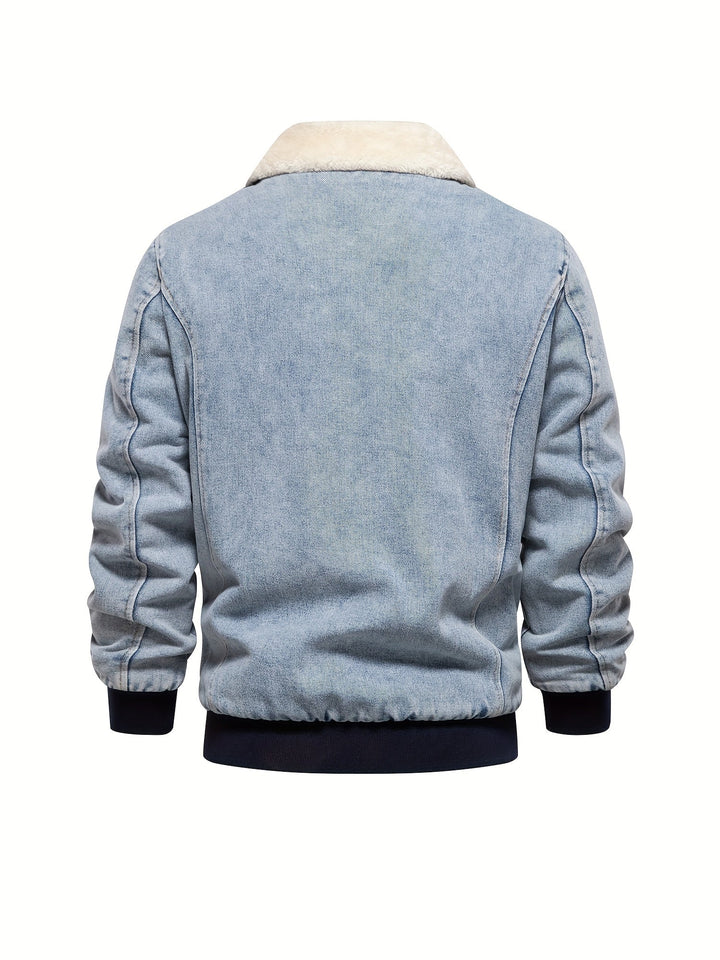 Denim-Fleece-jack voor heren