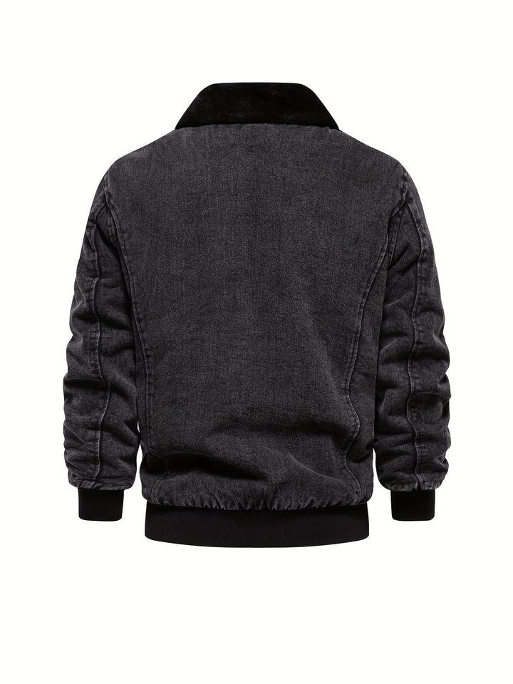 Denim-Fleece-jack voor heren