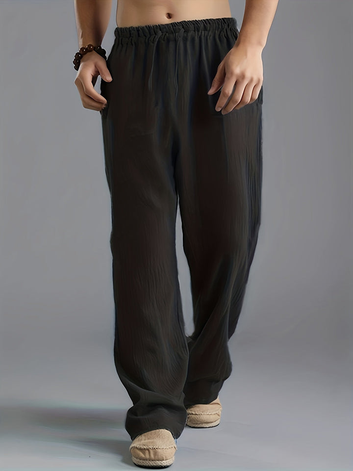 Adrian | Men's Comfortable Linen Pants with Elastic Waistband and Regular Fit-1