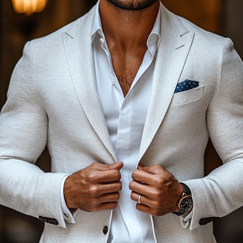 Casual Heren Blazer met Piekrevers en Twee Knopen in Effen Kleur, Regular Fit 2