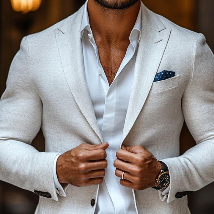 Casual Heren Blazer met Piekrevers en Twee Knopen in Effen Kleur, Regular Fit 2