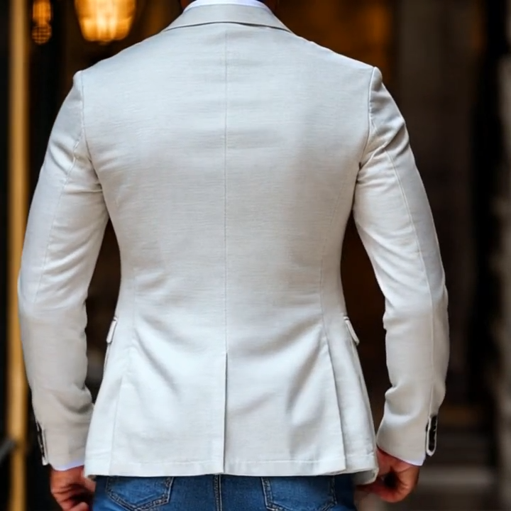 Casual Heren Blazer met Piekrevers en Twee Knopen in Effen Kleur, Regular Fit 3