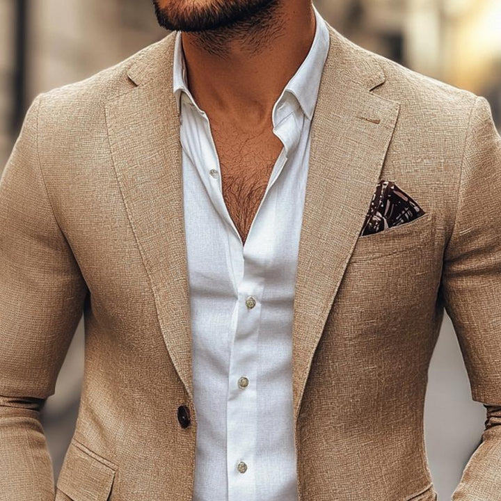 Casual Heren Blazer van Katoen en Polyester met Notch Lapel en Lange Mouwen 3