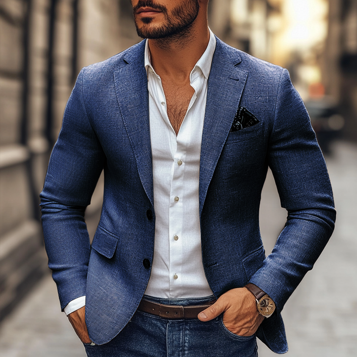 Casual Heren Blazer van Katoen en Polyester met Notch Lapel en Lange Mouwen 5