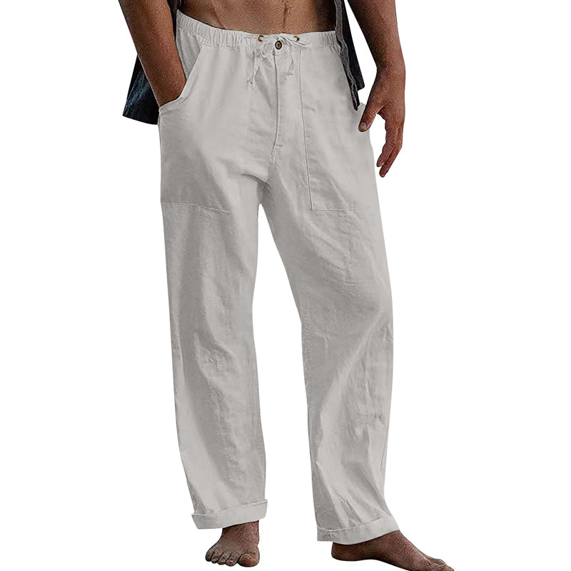 Casual Heren Broek van Katoen-Linnen met Elastische Taille en Relaxte Pasvorm 1