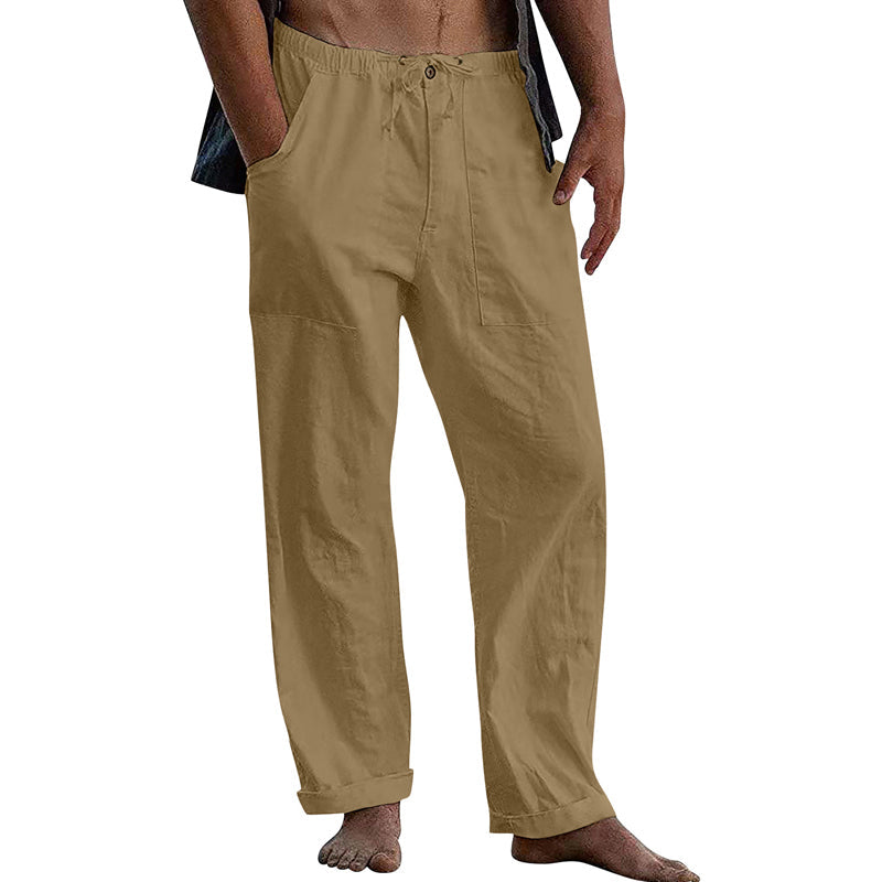 Casual Heren Broek van Katoen-Linnen met Elastische Taille en Relaxte Pasvorm 3