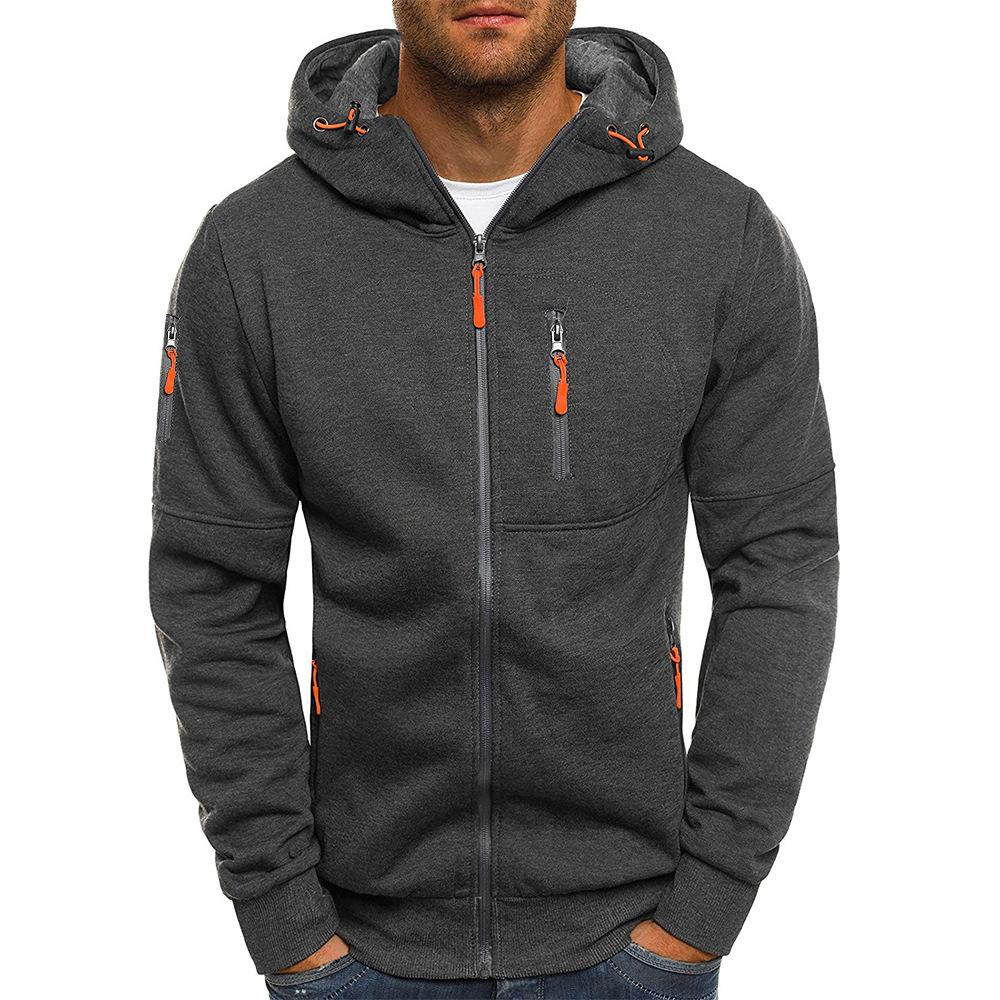 Casual Heren Hoodie met Rits – Slim Fit Katoenmengsel Jack met Capuchon en Zakken, Beschikbaar in Zwart, Marineblauw, Grijs en Olijfgroen 0