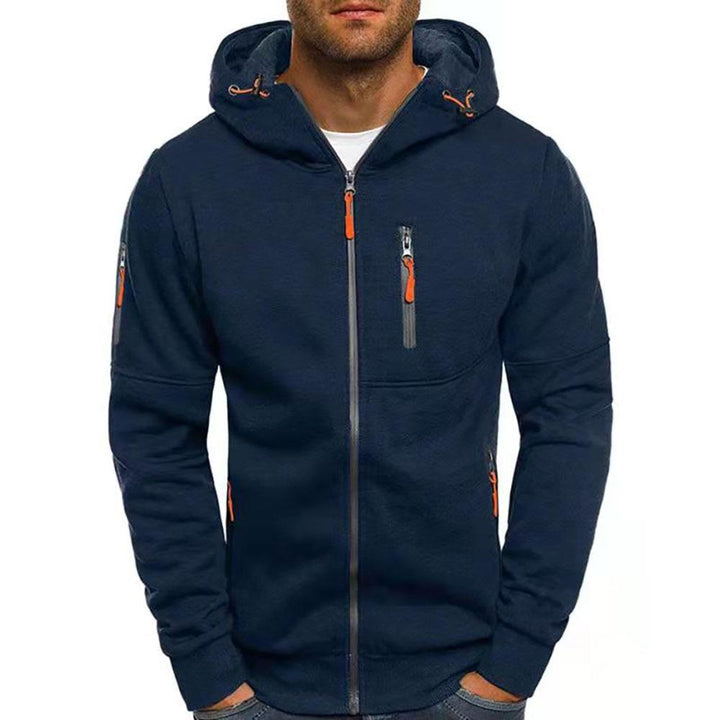 Casual Heren Hoodie met Rits – Slim Fit Katoenmengsel Jack met Capuchon en Zakken, Beschikbaar in Zwart, Marineblauw, Grijs en Olijfgroen 2
