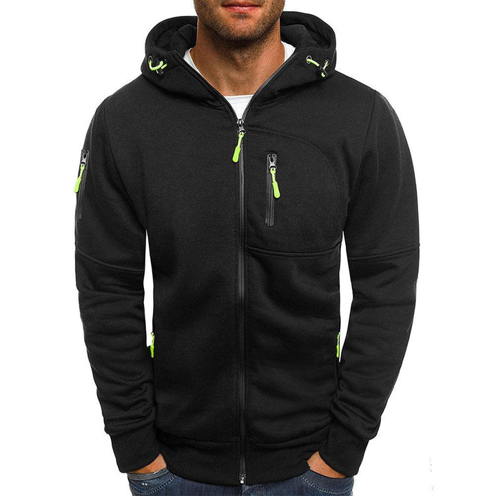 Casual Heren Hoodie met Rits – Slim Fit Katoenmengsel Jack met Capuchon en Zakken, Beschikbaar in Zwart, Marineblauw, Grijs en Olijfgroen 4