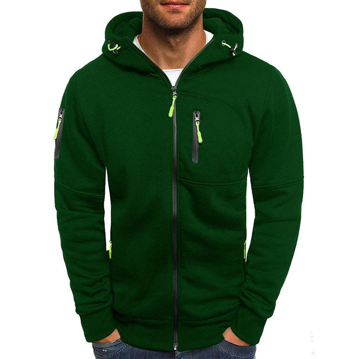 Casual Heren Hoodie met Rits – Slim Fit Katoenmengsel Jack met Capuchon en Zakken, Beschikbaar in Zwart, Marineblauw, Grijs en Olijfgroen 7