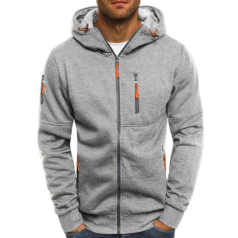 Casual Heren Hoodie met Rits – Slim Fit Katoenmengsel Jack met Capuchon en Zakken, Beschikbaar in Zwart, Marineblauw, Grijs en Olijfgroen 9