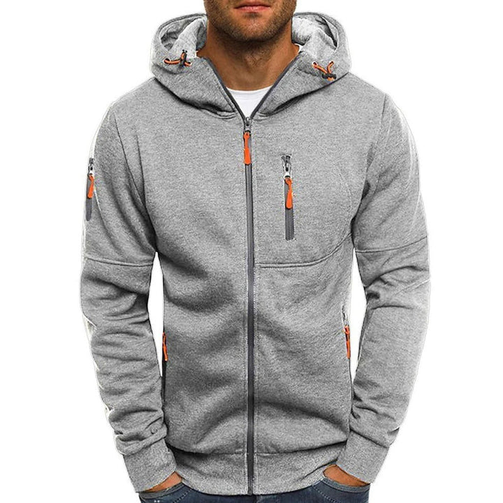 Casual Heren Hoodie met Rits – Slim Fit Katoenmengsel Jack met Capuchon en Zakken, Beschikbaar in Zwart, Marineblauw, Grijs en Olijfgroen 9