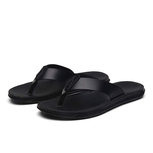 Comfortabele leren flip-flops voor mannen met ronde neus en flexibele zool 10