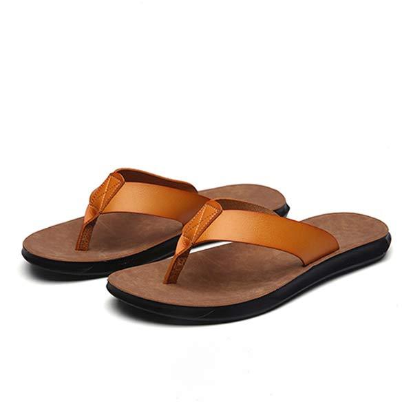 Comfortabele leren flip-flops voor mannen met ronde neus en flexibele zool 8