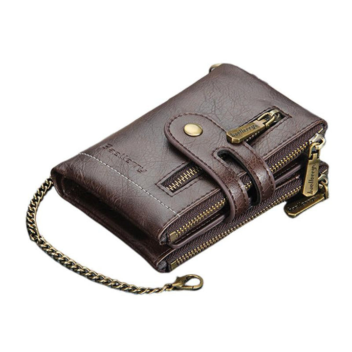 Compacte Retro Herenportemonnee met Dubbele Rits en Meerdere Kaartsleuven 4