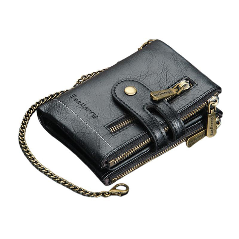 Compacte Retro Herenportemonnee met Dubbele Rits en Meerdere Kaartsleuven 6