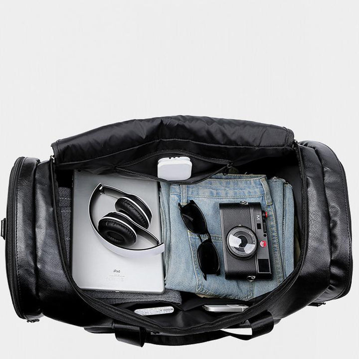Grote Capaciteit Duffle Bag voor Mannen – 32 Inch PU Leer Reis- en Sporttas met Ritssluiting