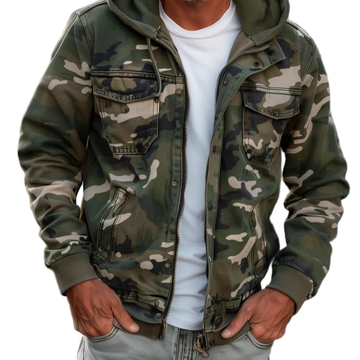 Heren Camouflage Hoodie Met Meerdere Zakken En Volledige Rits – Comfortabele Pasvorm Voor Buitenactiviteiten 0