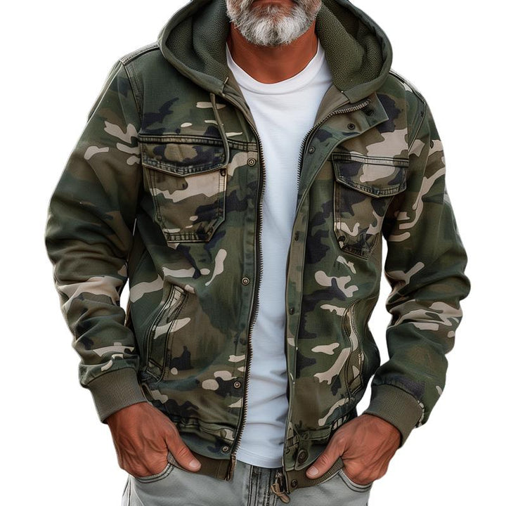 Heren Camouflage Hoodie Met Meerdere Zakken En Volledige Rits – Comfortabele Pasvorm Voor Buitenactiviteiten 1