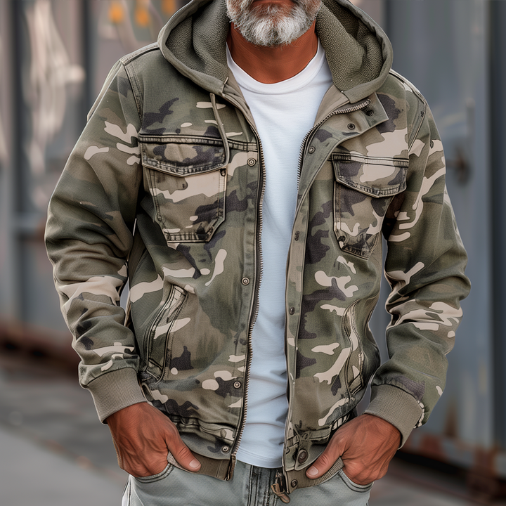 Heren Camouflage Hoodie Met Meerdere Zakken En Volledige Rits – Comfortabele Pasvorm Voor Buitenactiviteiten 2