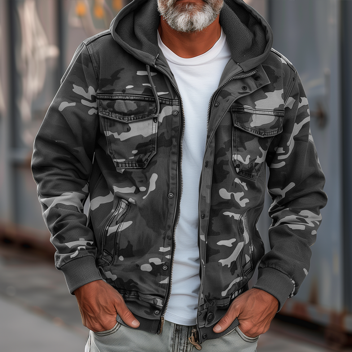 Heren Camouflage Hoodie Met Meerdere Zakken En Volledige Rits – Comfortabele Pasvorm Voor Buitenactiviteiten 3