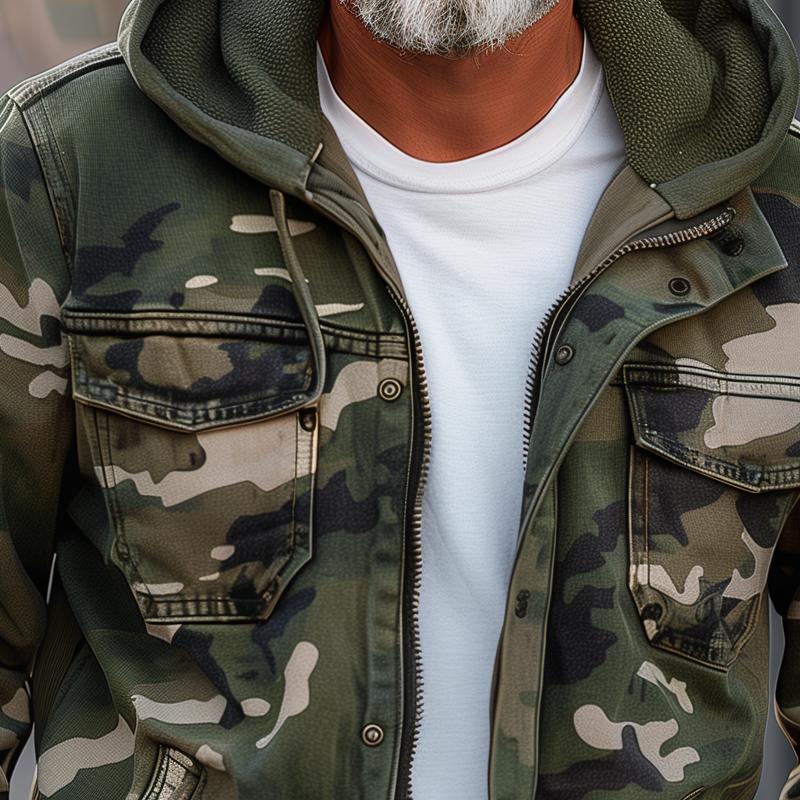 Heren Camouflage Hoodie Met Meerdere Zakken En Volledige Rits – Comfortabele Pasvorm Voor Buitenactiviteiten 4
