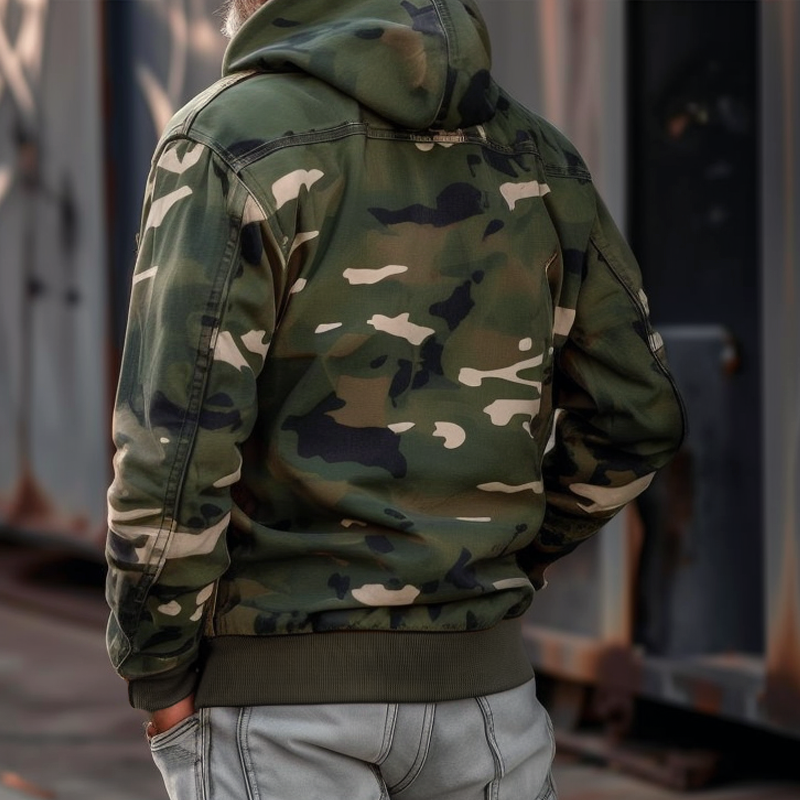 Heren Camouflage Hoodie Met Meerdere Zakken En Volledige Rits – Comfortabele Pasvorm Voor Buitenactiviteiten 5