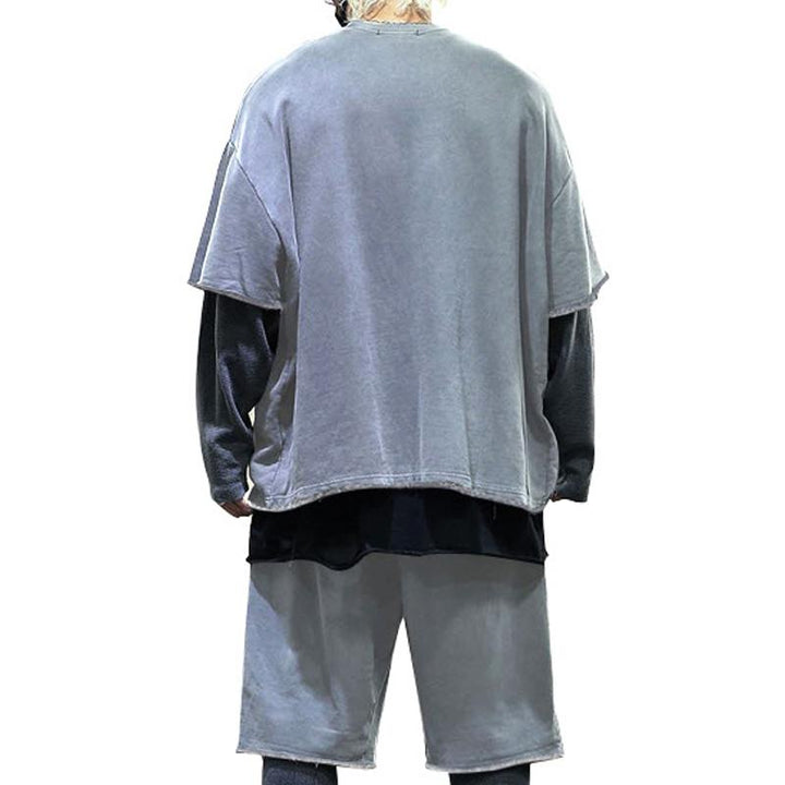 Heren Casual Loose Fit T-shirt en Korte Broek Set – Ademend Katoenmix met Ronde Hals en Korte Mouwen