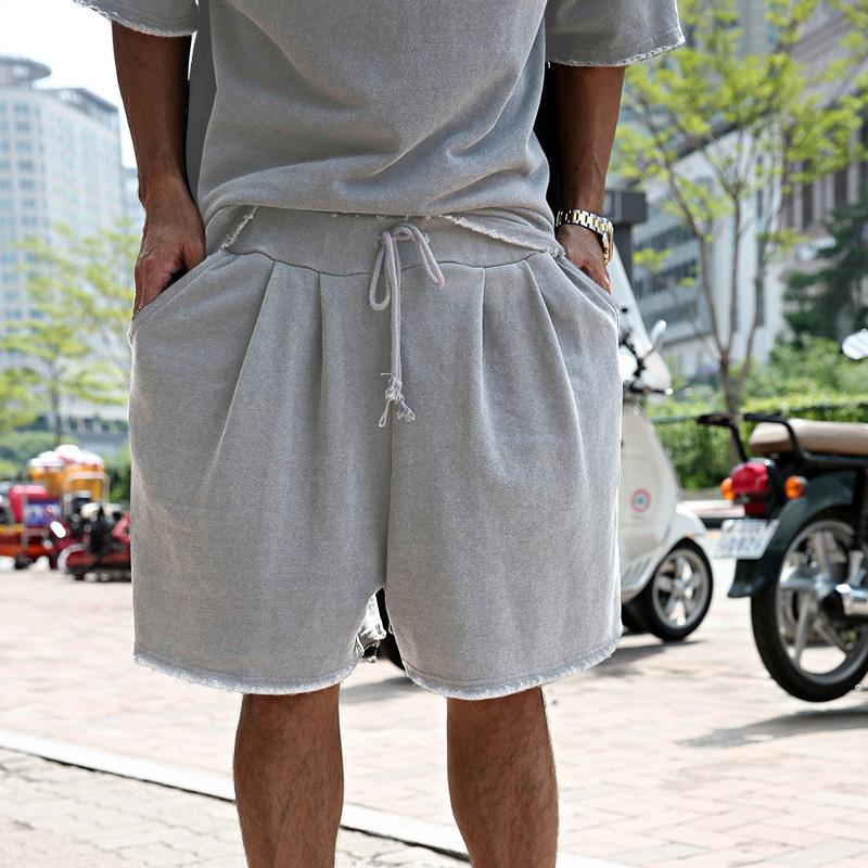 Heren Casual Loose Fit T-shirt en Korte Broek Set – Ademend Katoenmix met Ronde Hals en Korte Mouwen