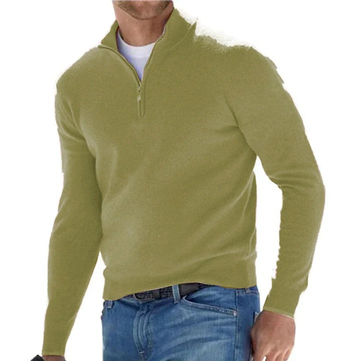 Heren Coltrui Effen Kleur Zip Pullover Sweater – Comfortabele en Stijlvolle Truien voor Elke Gelegenheid