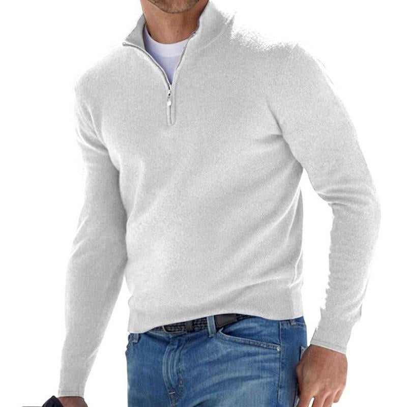 Heren Coltrui Effen Kleur Zip Pullover Sweater – Comfortabele en Stijlvolle Truien voor Elke Gelegenheid