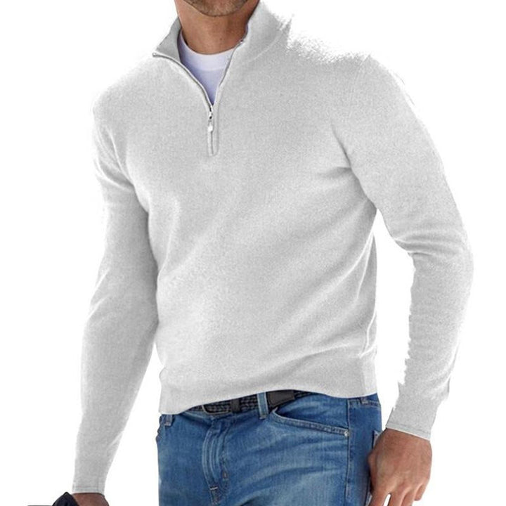 Heren Coltrui Effen Kleur Zip Pullover Sweater – Comfortabele en Stijlvolle Truien voor Elke Gelegenheid