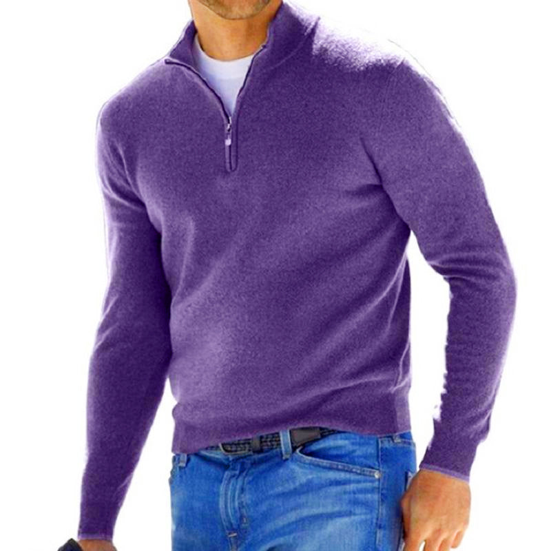 Heren Coltrui Effen Kleur Zip Pullover Sweater – Comfortabele en Stijlvolle Truien voor Elke Gelegenheid