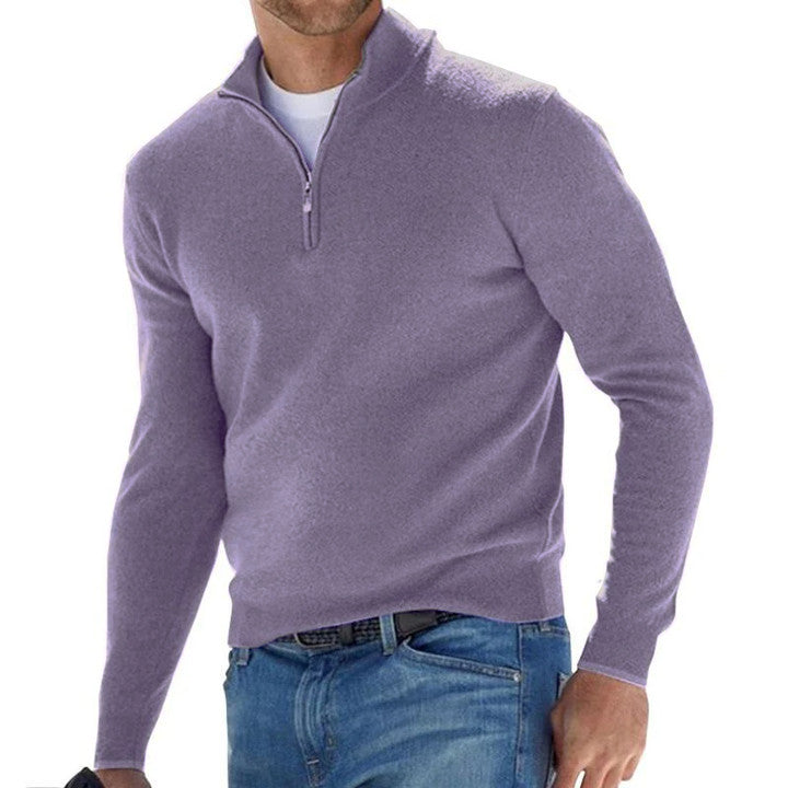 Heren Coltrui Effen Kleur Zip Pullover Sweater – Comfortabele en Stijlvolle Truien voor Elke Gelegenheid