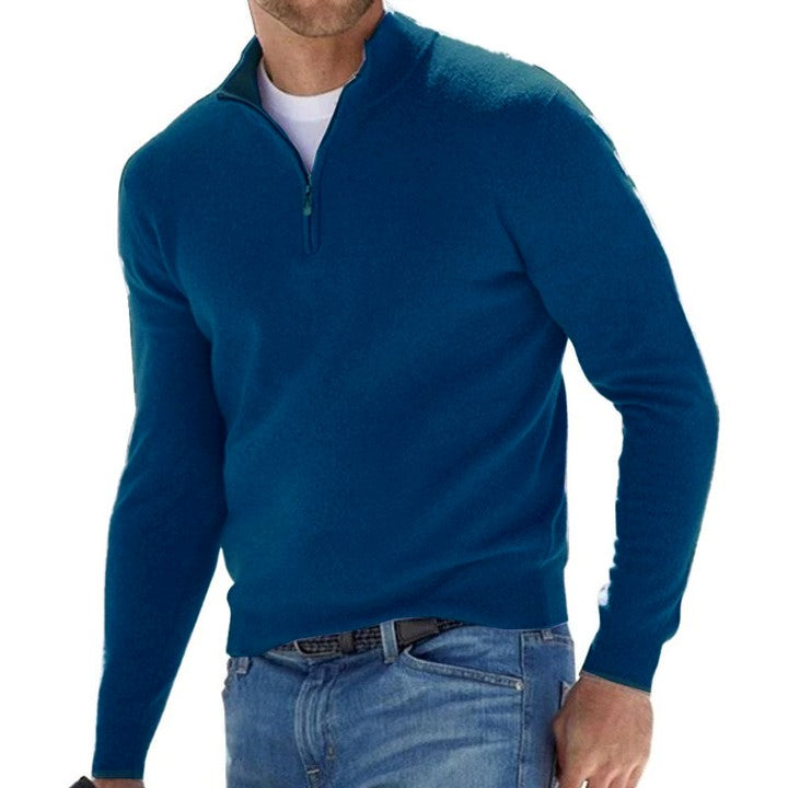 Heren Coltrui Effen Kleur Zip Pullover Sweater – Comfortabele en Stijlvolle Truien voor Elke Gelegenheid
