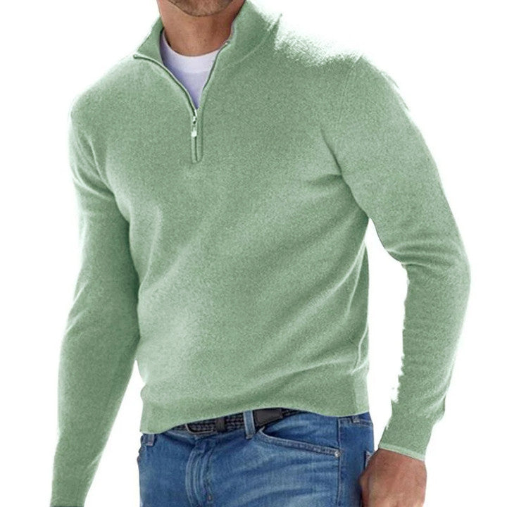 Heren Coltrui Effen Kleur Zip Pullover Sweater – Comfortabele en Stijlvolle Truien voor Elke Gelegenheid