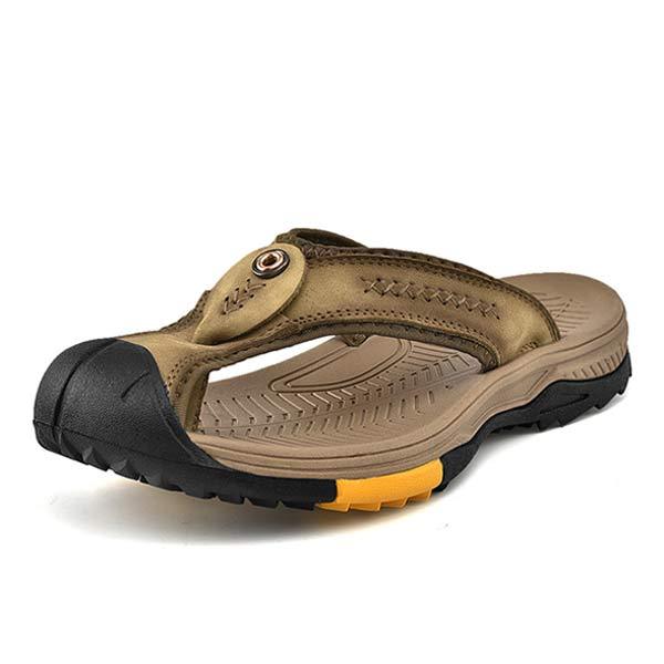 Heren Flip-flops met Anticollisie Neus en Antislipzool van Vintage Leer 0