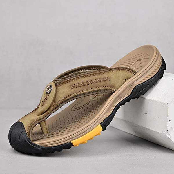 Heren Flip-flops met Anticollisie Neus en Antislipzool van Vintage Leer 1