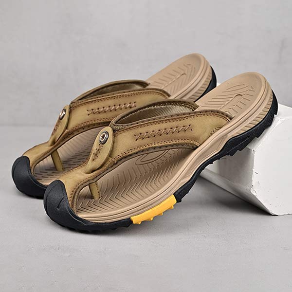 Heren Flip-flops met Anticollisie Neus en Antislipzool van Vintage Leer 2