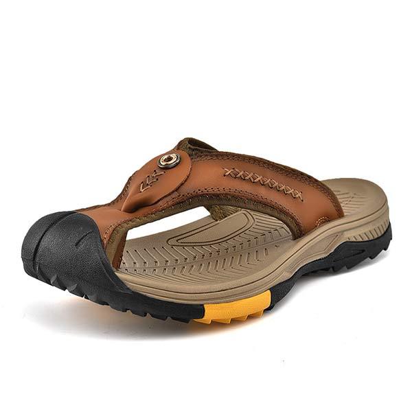 Heren Flip-flops met Anticollisie Neus en Antislipzool van Vintage Leer 3