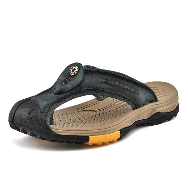 Heren Flip-flops met Anticollisie Neus en Antislipzool van Vintage Leer 6