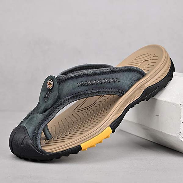 Heren Flip-flops met Anticollisie Neus en Antislipzool van Vintage Leer 7