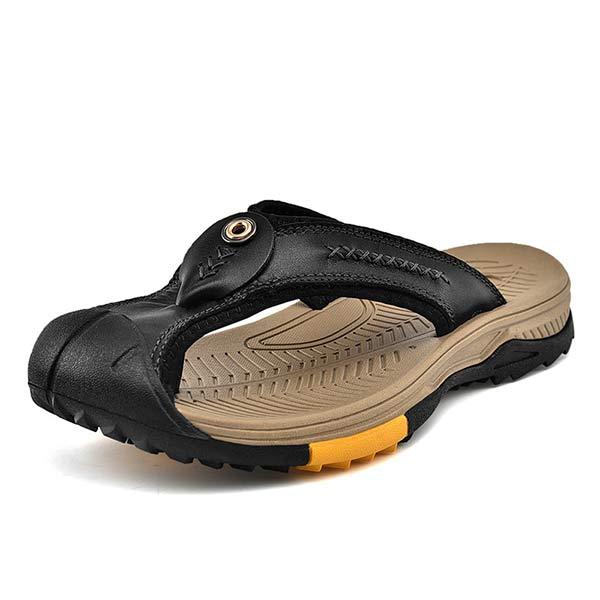 Heren Flip-flops met Anticollisie Neus en Antislipzool van Vintage Leer 9