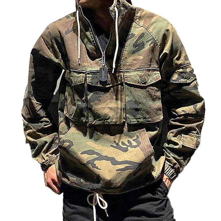 Heren Hoodie Multi-Pocket Camo Pullover, Comfortabele en Duurzame Trui voor Buitenactiviteiten, Lange Mouwen